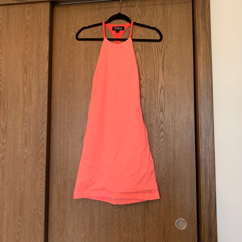 Neon pink scuba body on dress urban outfitters